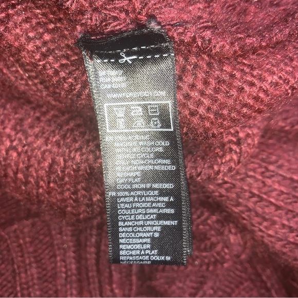 Forever 21 Womens Size S Cable Knit Sweater Cowl Neck Short Sleeve Burgundy - Picture 10 of 11